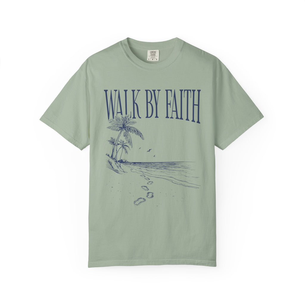 Blue Walk By Faith Coastal Christian Tee