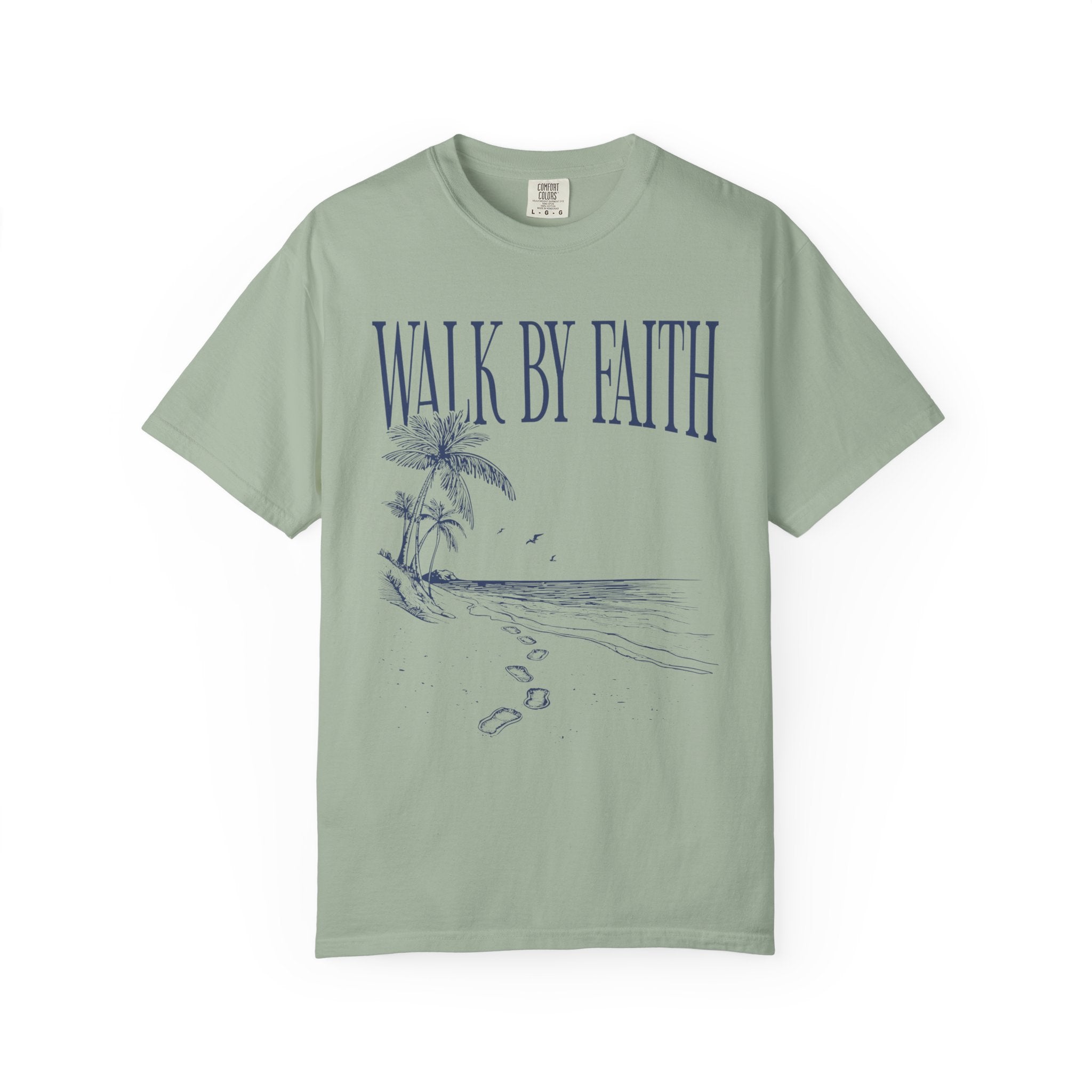 Blue Walk By Faith Coastal Christian Tee