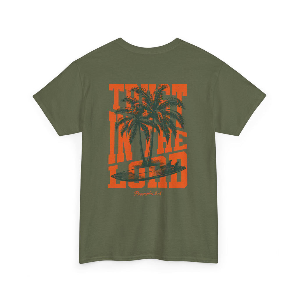 Trust in the Lord Surfer Tee | Proverbs 3:5 Christian Beach Shirt