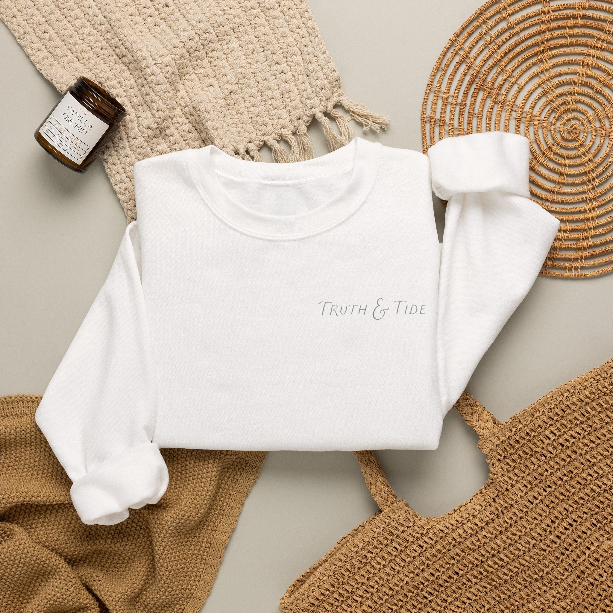 Even The Waves Obey His Voice Crewneck Sweatshirt | Matthew 8:27 Christian Sweatshirt | Faith Based Coastal Graphic Pullover