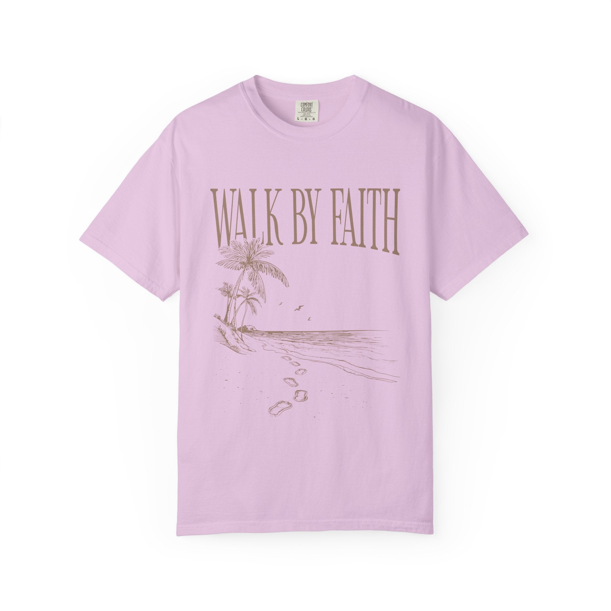 Beige Walk By Faith Coastal Christian Tee