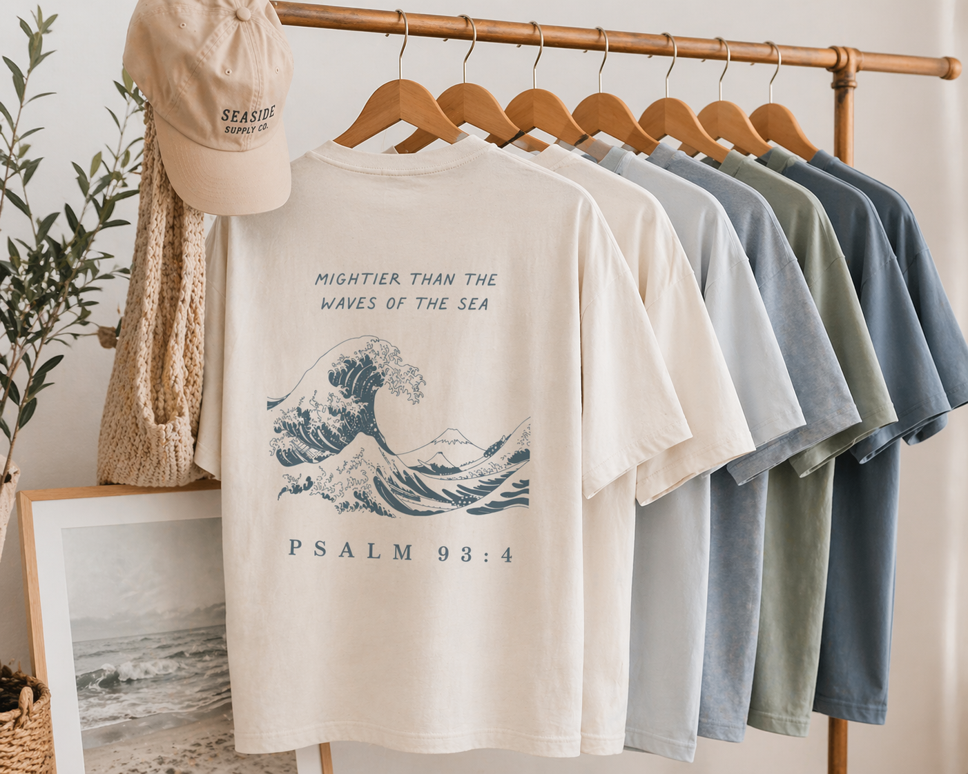 Coastal Christian T-Shirt | Psalm 93:4 | Beach Faith Shirt | Ocean Wave Tee | Christian Graphic Tee | Unisex Coastal Shirt