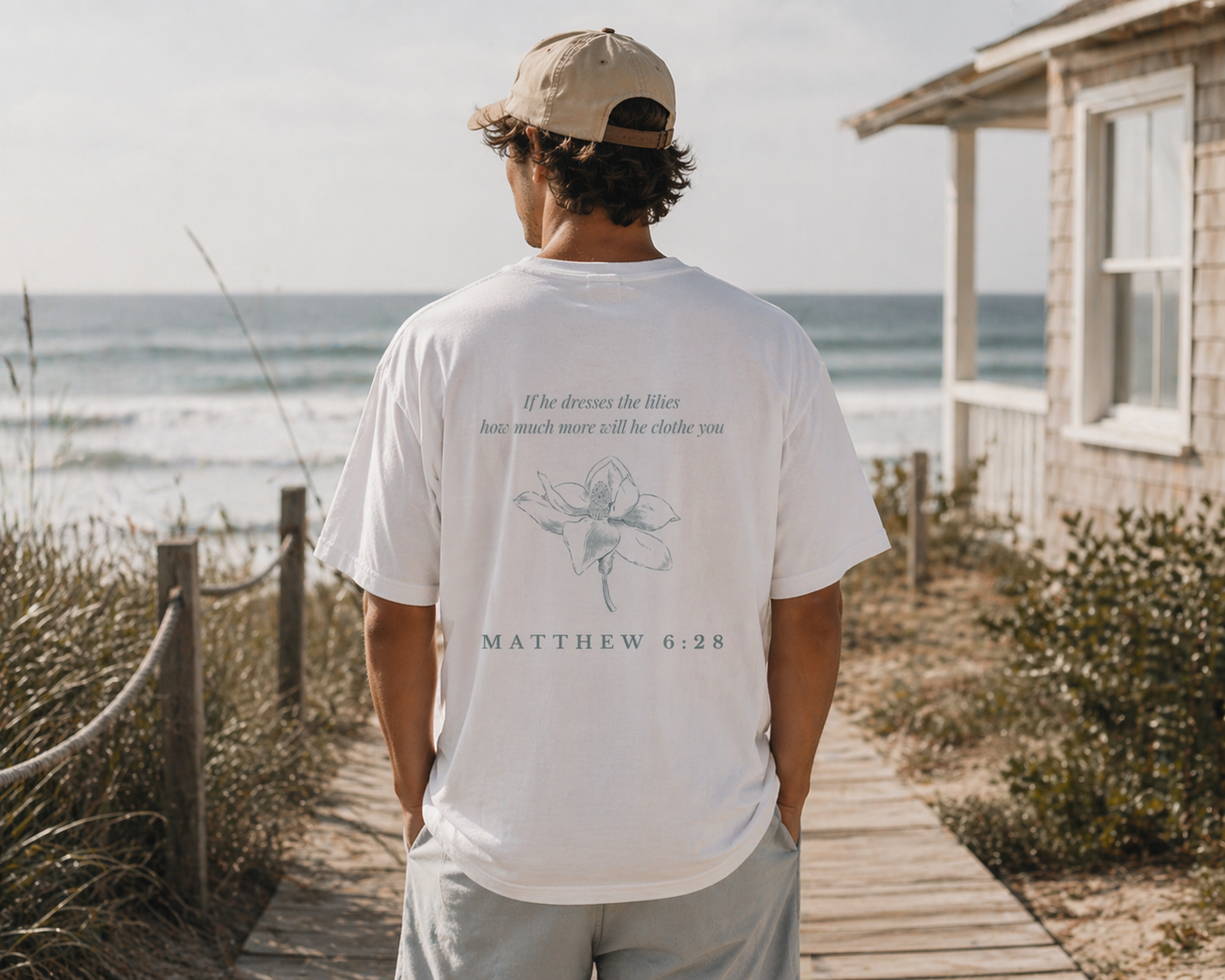 Christian Matthew 6:28 Floral T-Shirt — “Consider the Lilies” Scripture Tee