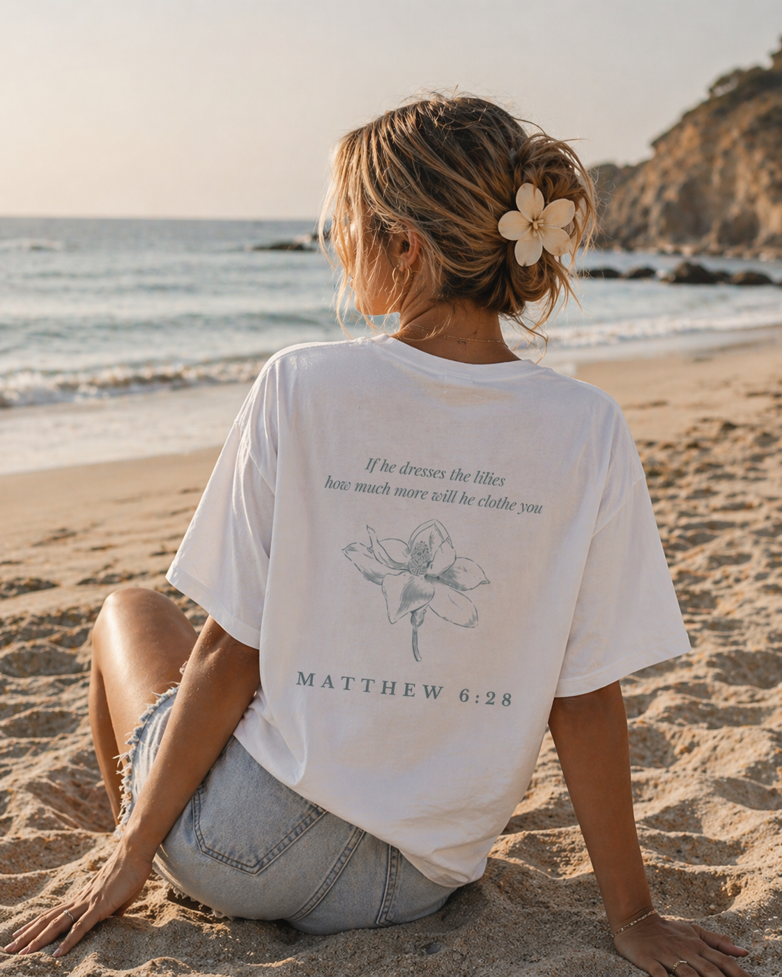 Christian Matthew 6:28 Floral T-Shirt — “Consider the Lilies” Scripture Tee