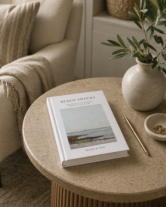 Beach Shacks Hardcover Journal — "Truth & Tide" Seaside Notebook
