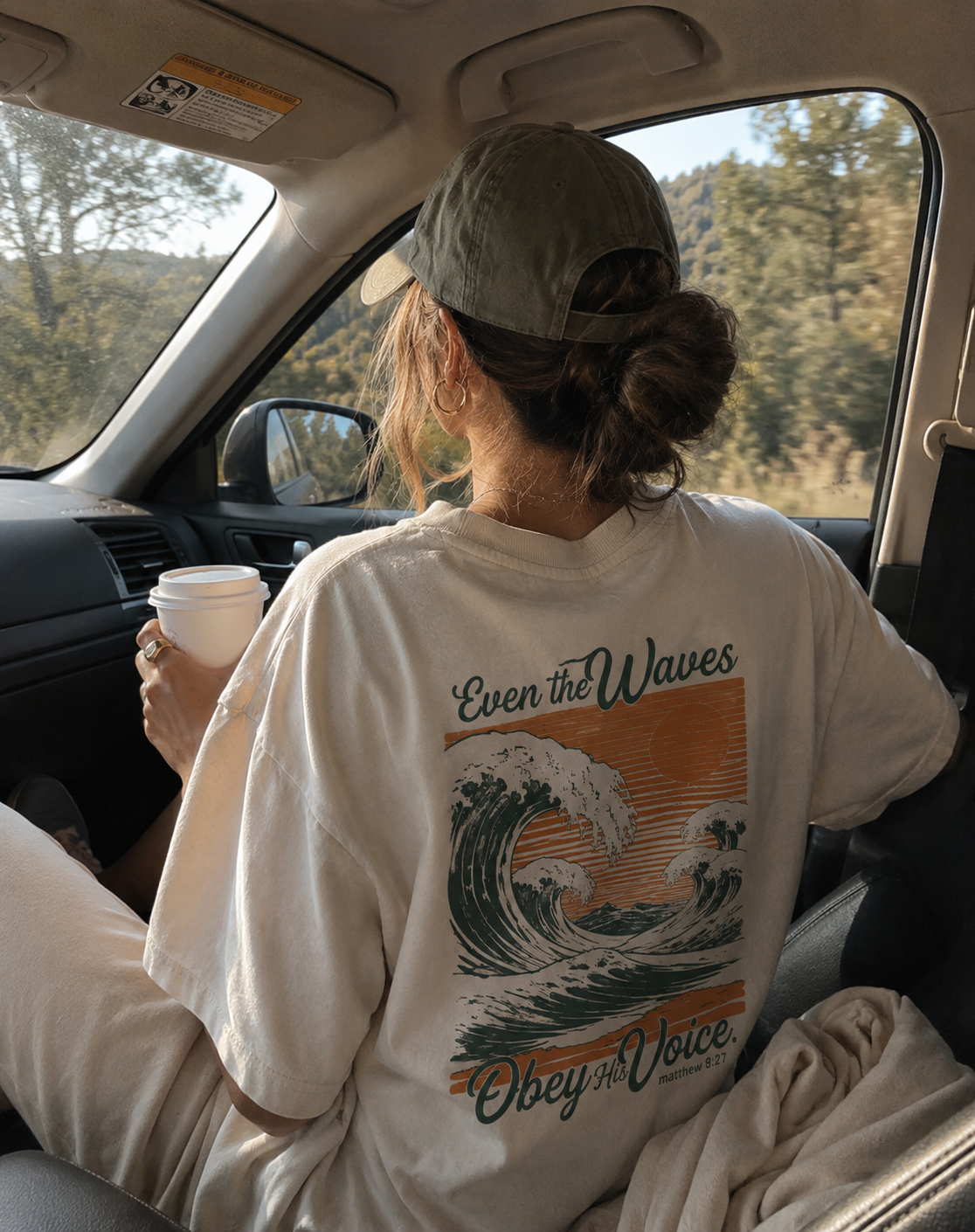 Even the Waves Obey His Voice Vintage Surf Graphic Tee