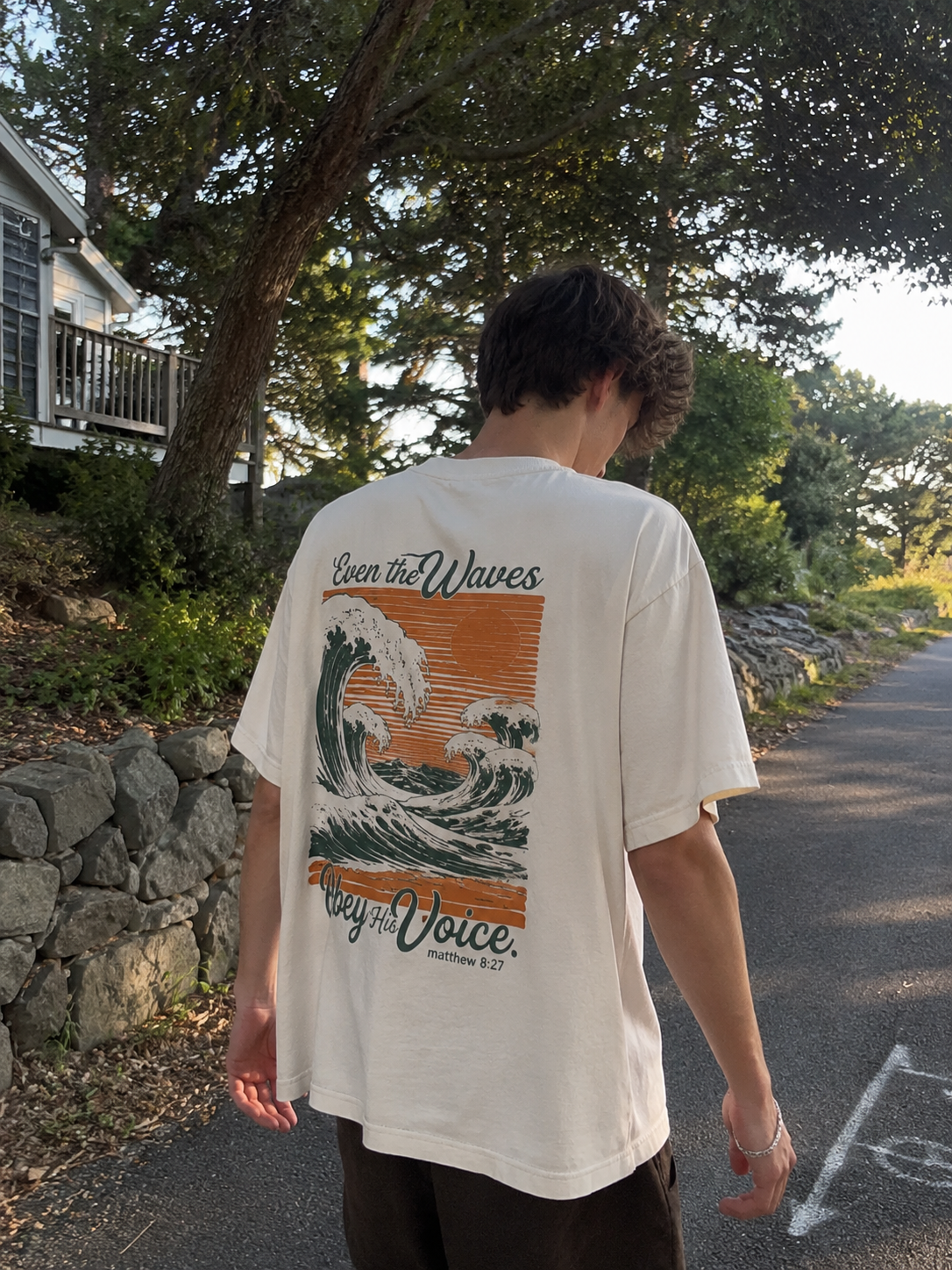 Even the Waves Obey His Voice Vintage Surf Graphic Tee