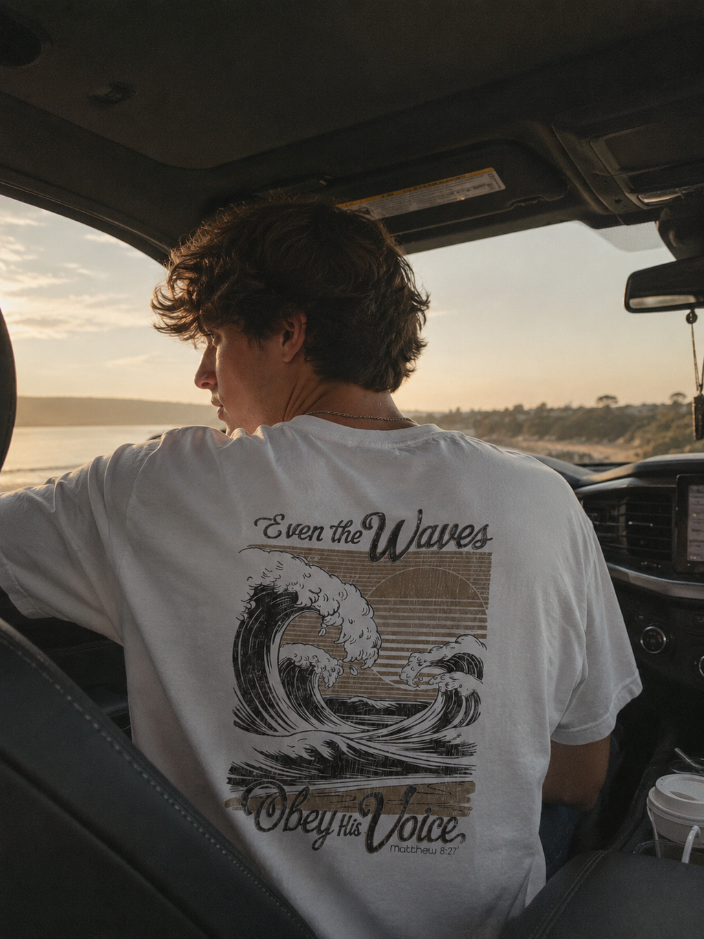 Even the Waves Obey His Voice T-Shirt — Christian Inspirational Wave Graphic Tee