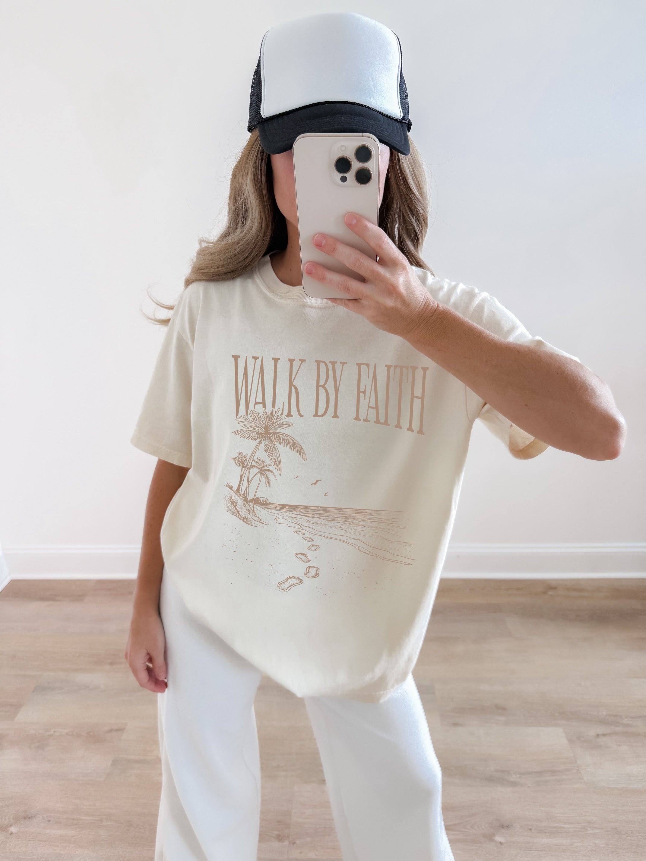 Beige Walk By Faith Coastal Christian Tee