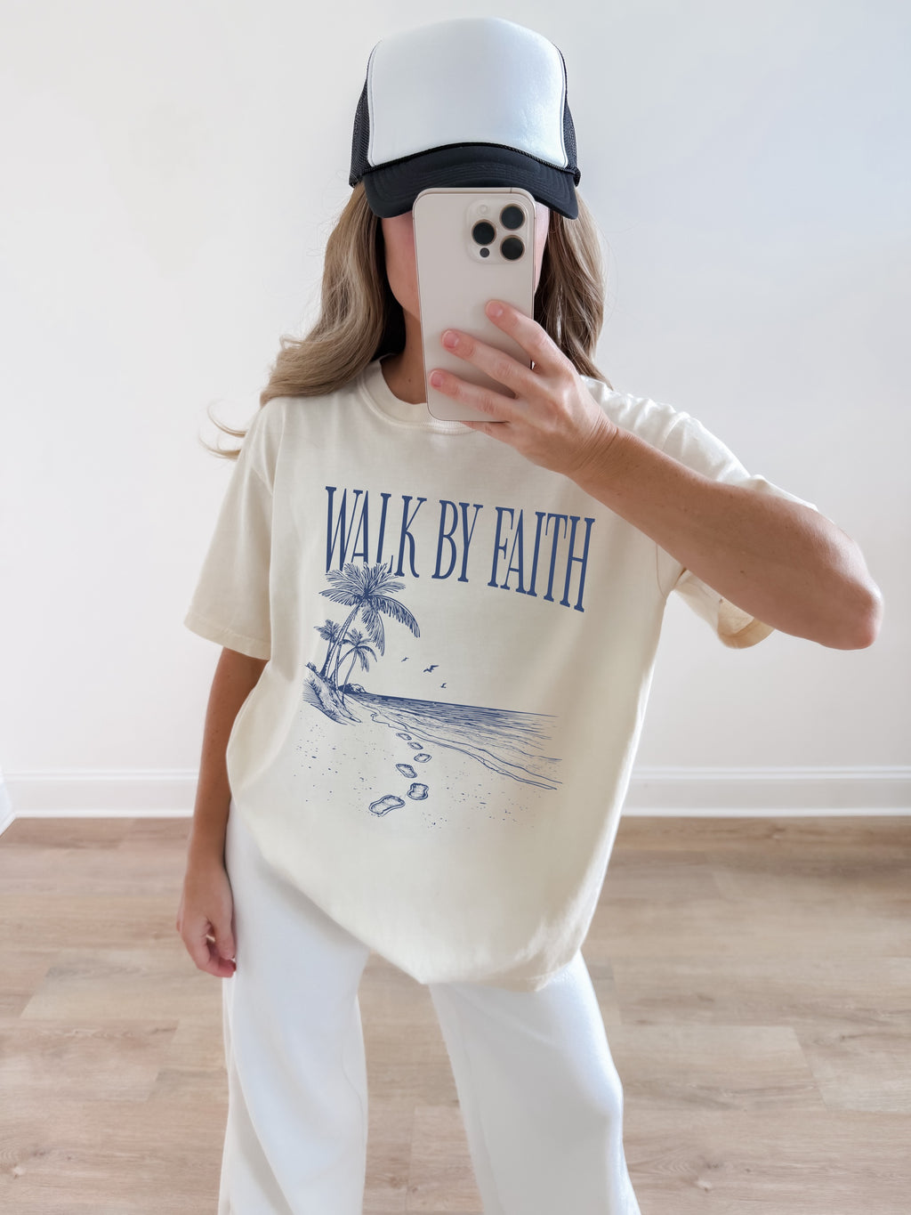 Blue Walk By Faith Coastal Christian Tee