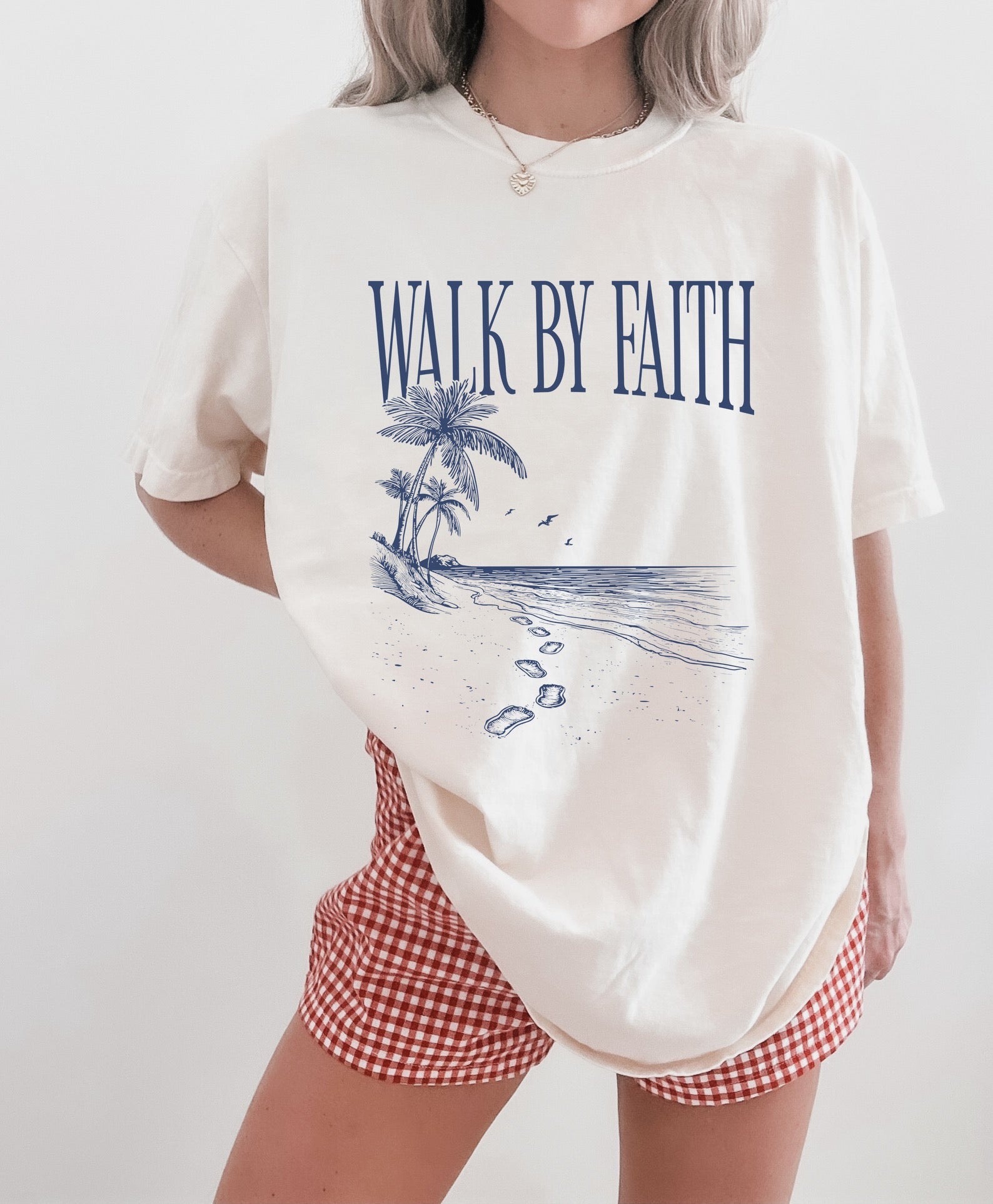 Blue Walk By Faith Coastal Christian Tee
