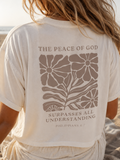 neutral floral peace of God boxy tee