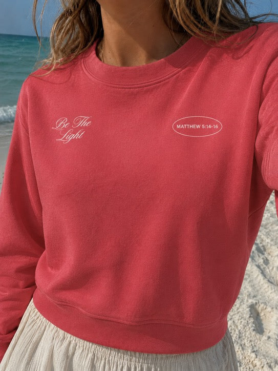 be the light lighthouse coastal crewneck