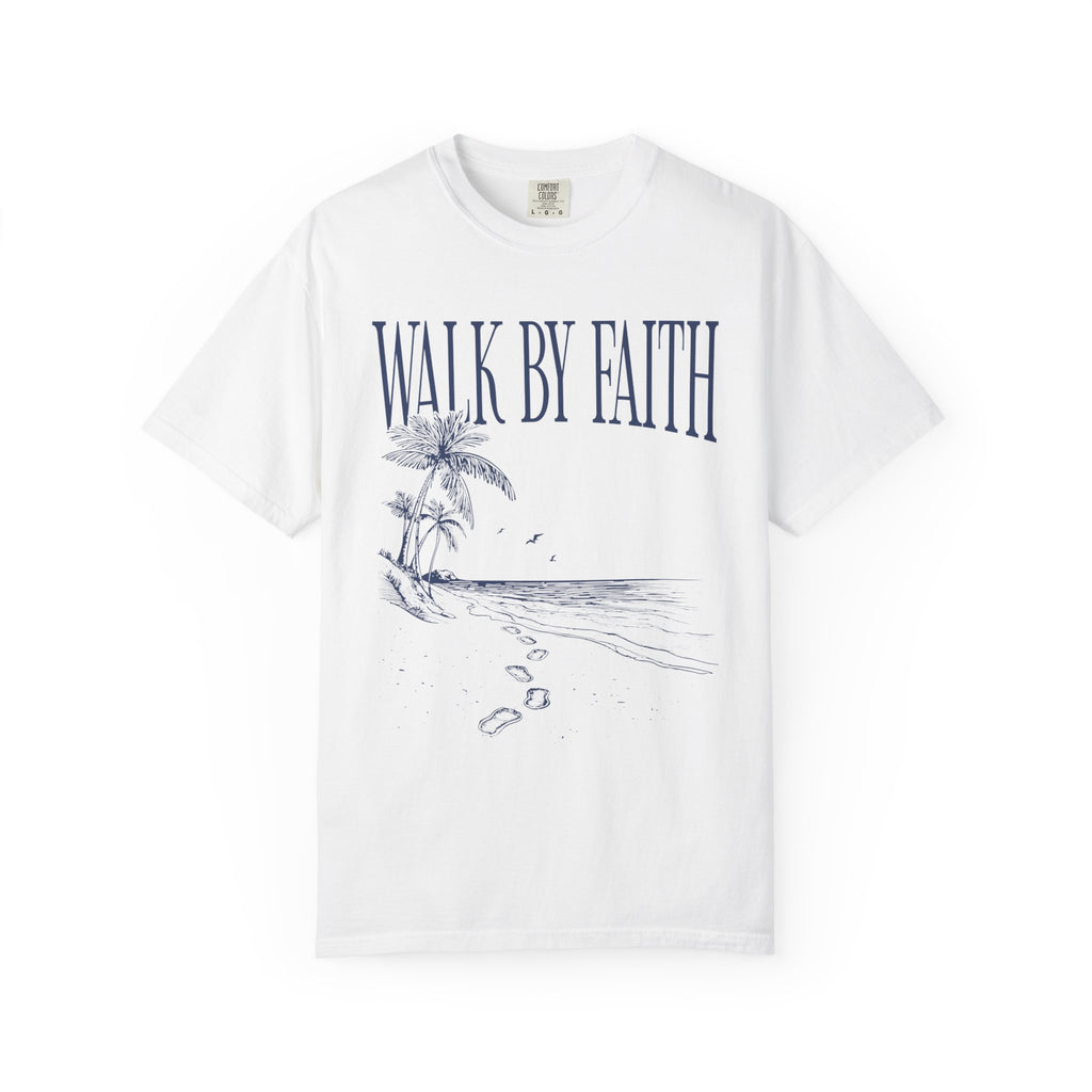 Blue Walk By Faith Coastal Christian Tee