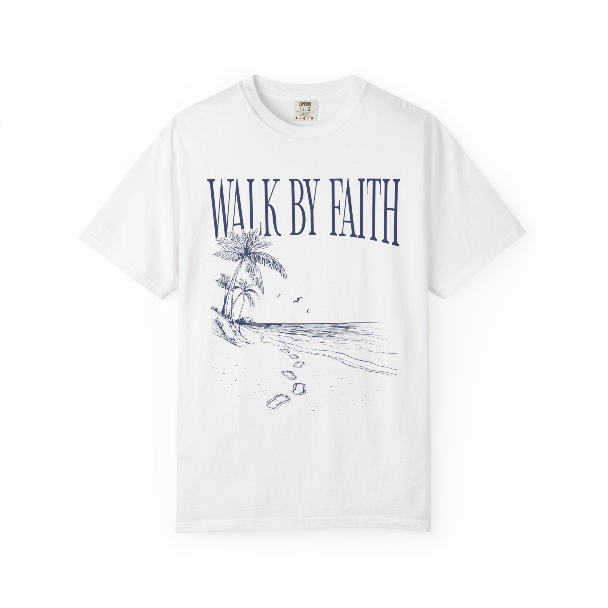 Blue Walk By Faith Coastal Christian Tee