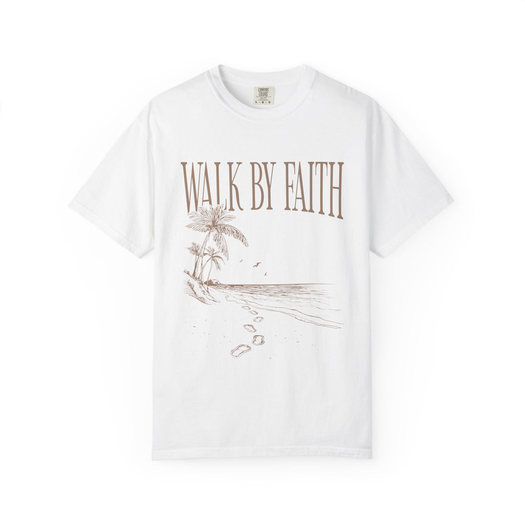 Beige Walk By Faith Coastal Christian Tee