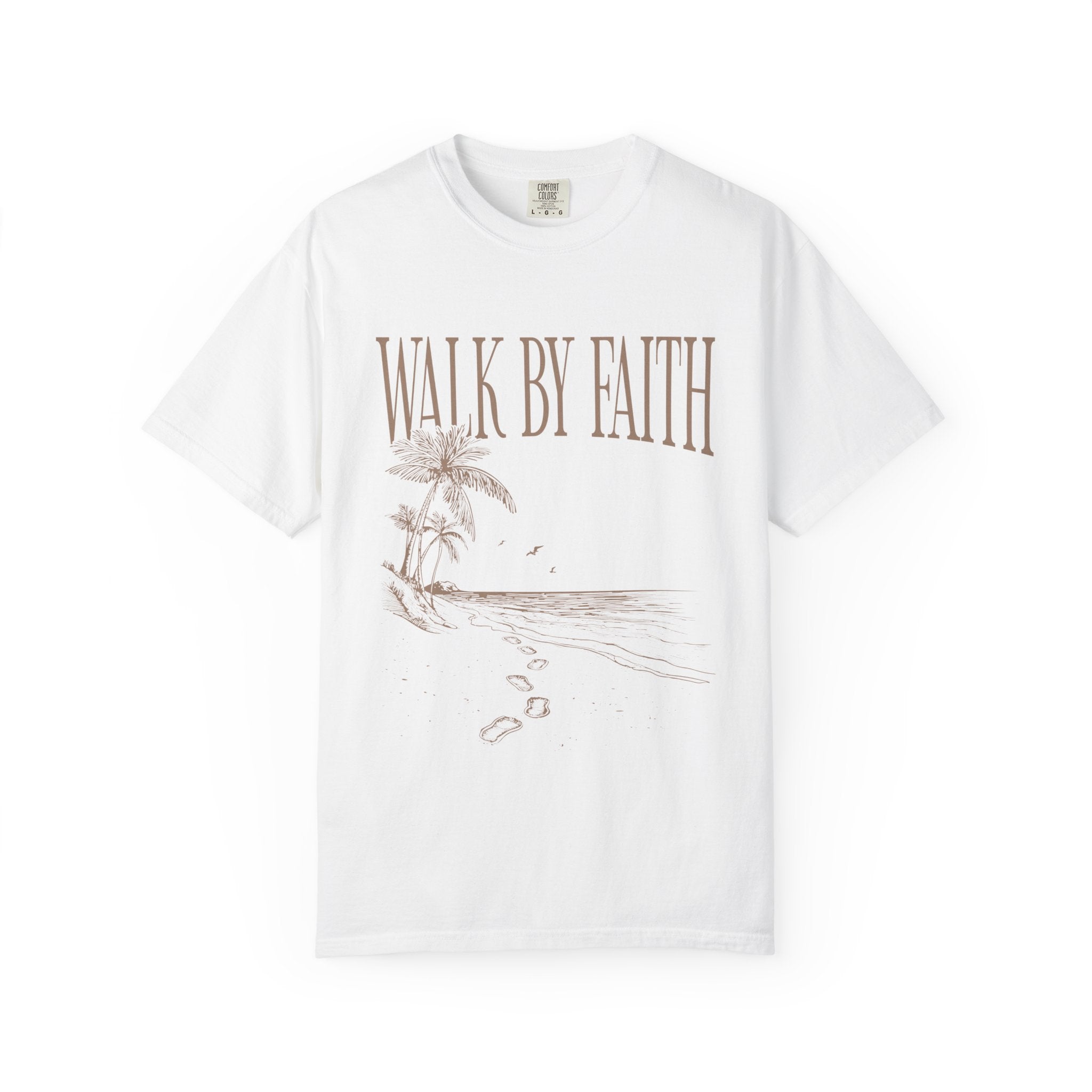 Beige Walk By Faith Coastal Christian Tee