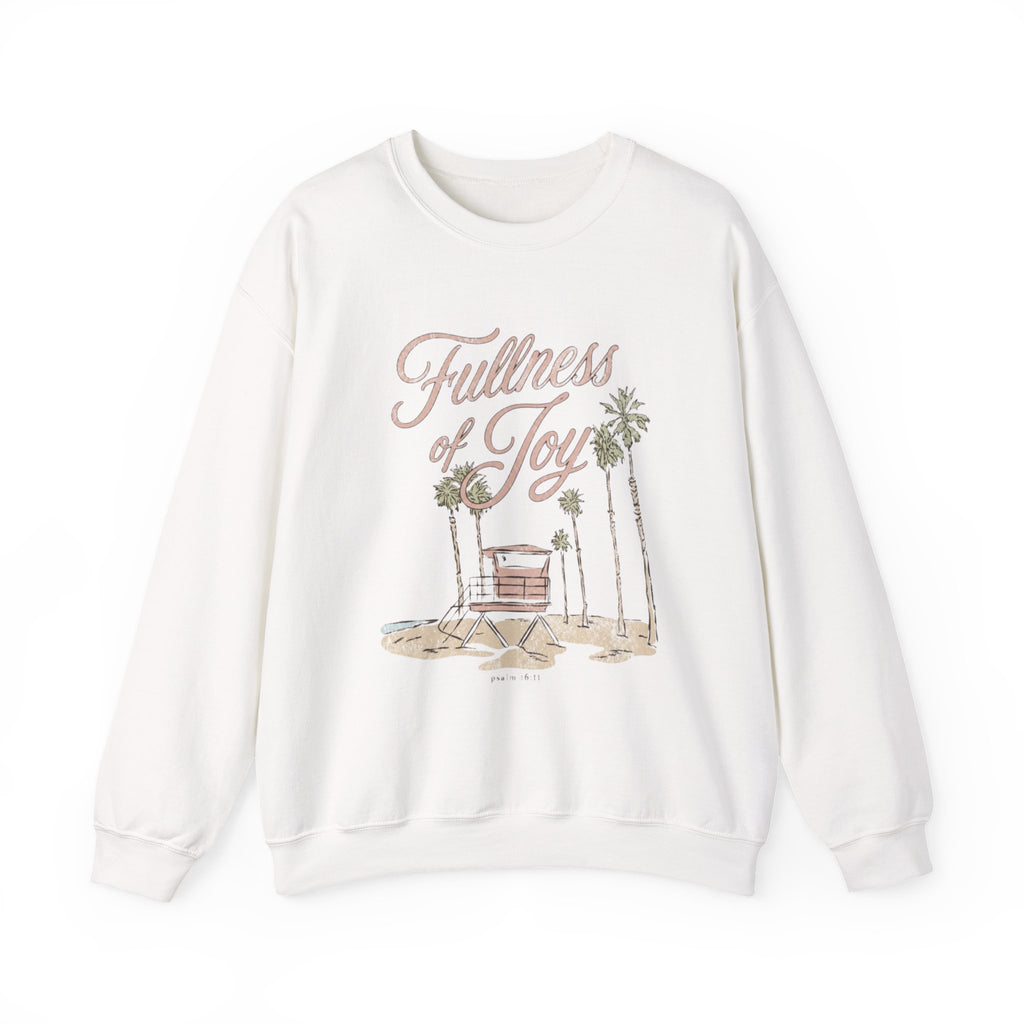 fullness of joy palm tree lifeguard tower crewneck