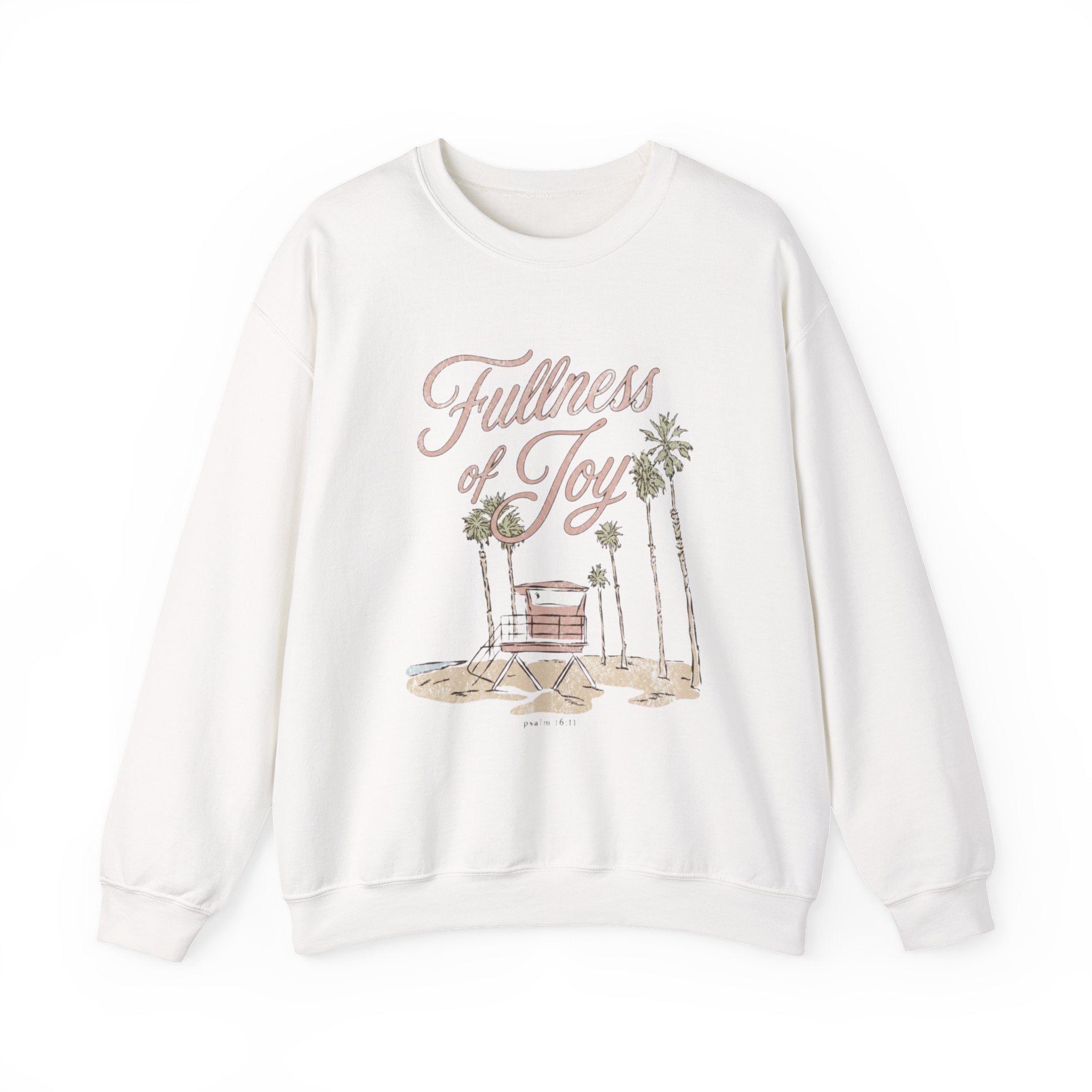 fullness of joy palm tree lifeguard tower crewneck