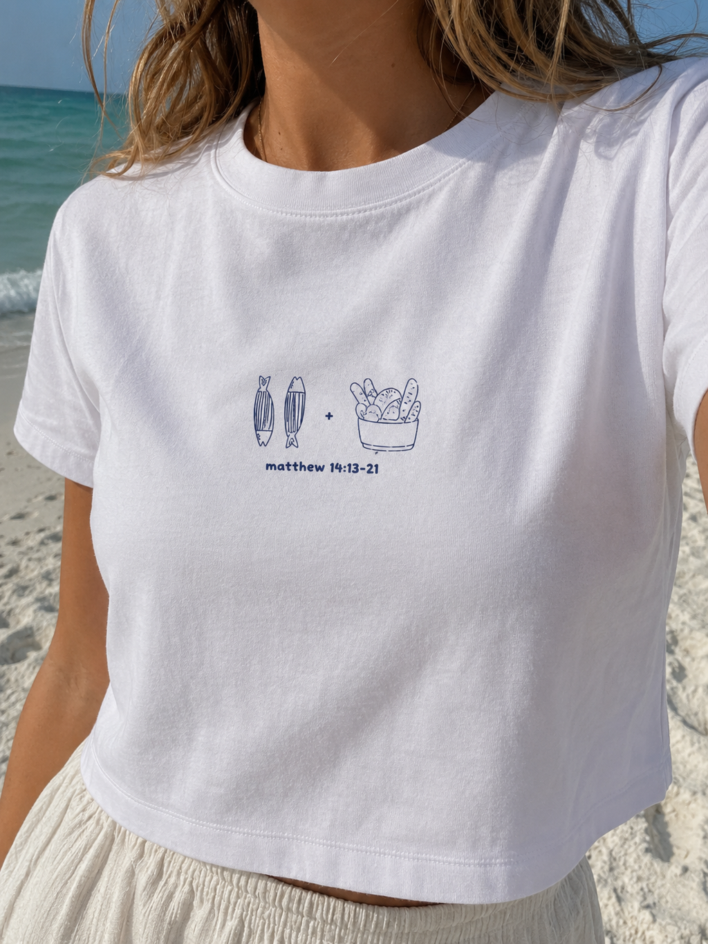 2 fish + five loaves baby tee