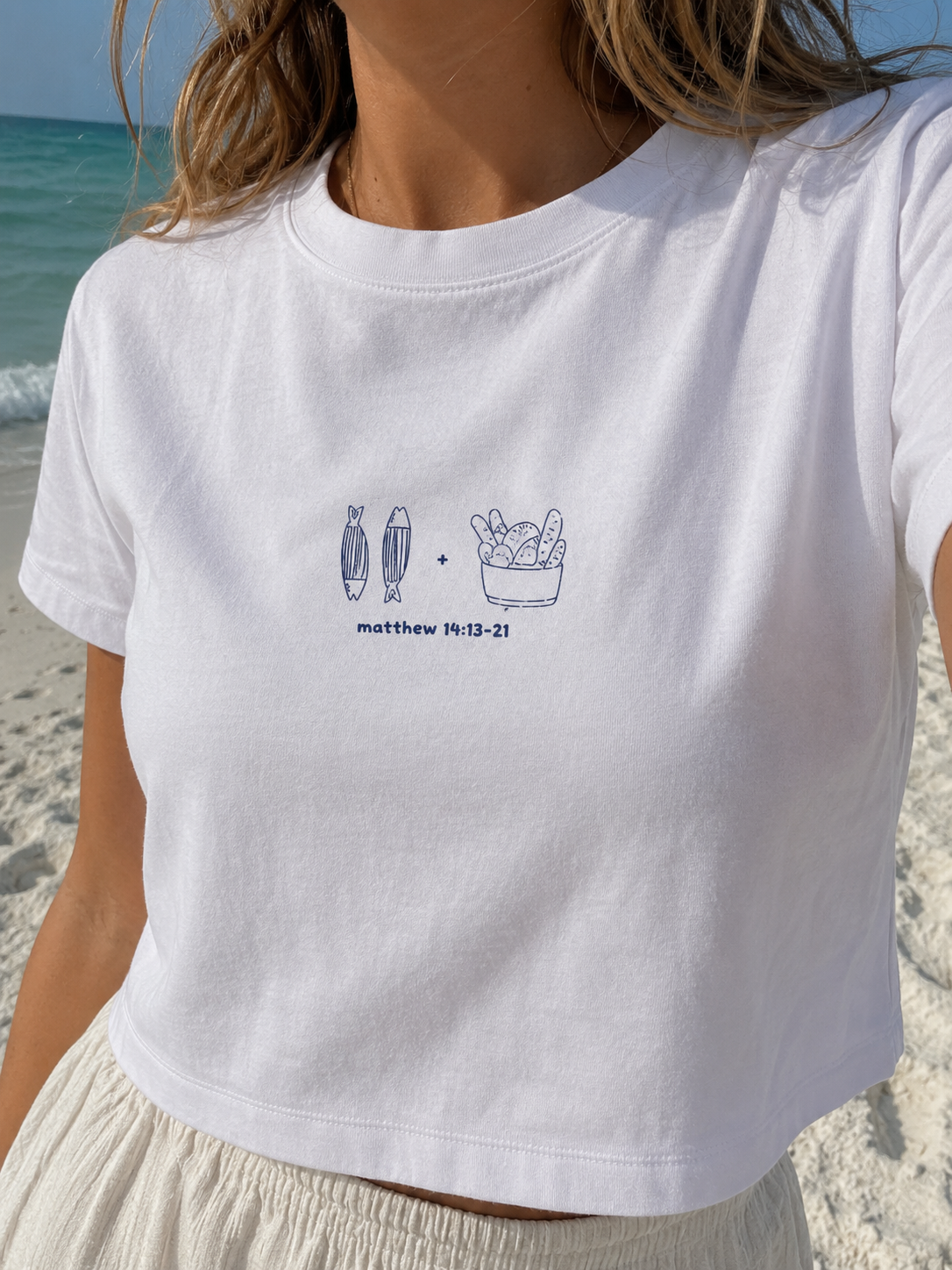 2 fish + five loaves baby tee