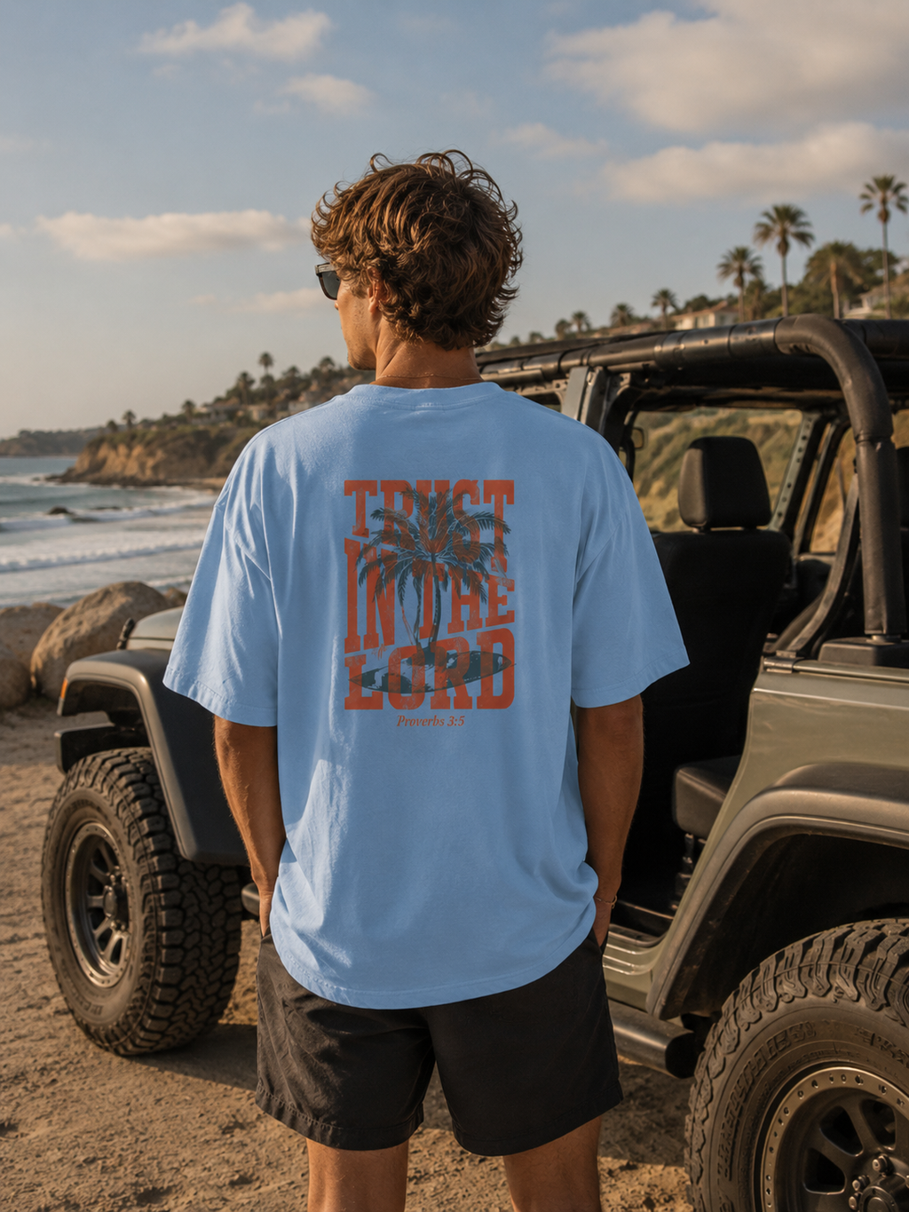 Trust in the Lord Surfer Tee | Proverbs 3:5 Christian Beach Shirt