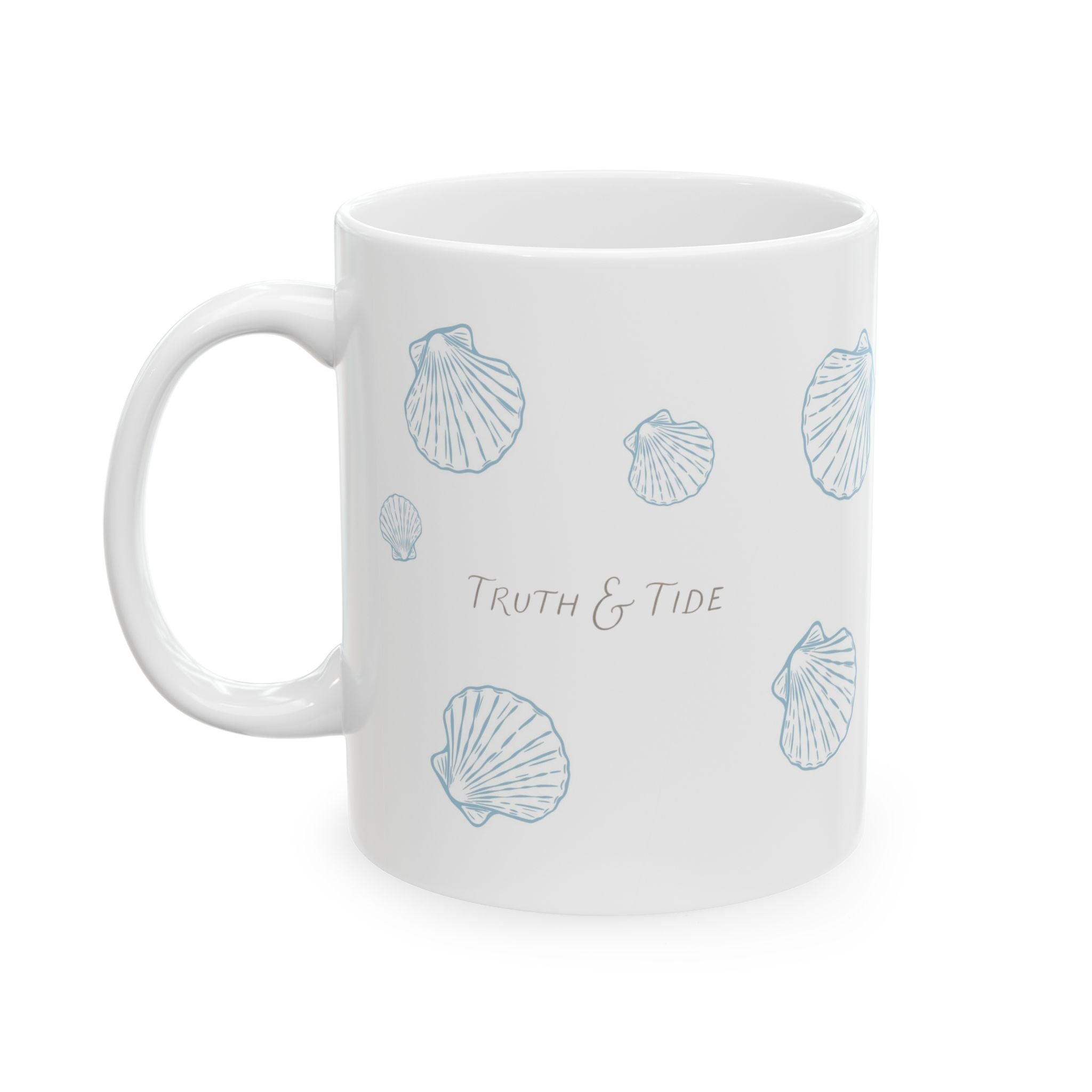 Coastal Christian Coffee Mug | Psalm 93:4 Mug | Beach Bible Verse Mug | Seashell Mug | Faith Gift for Her | Ocean Inspired Mug