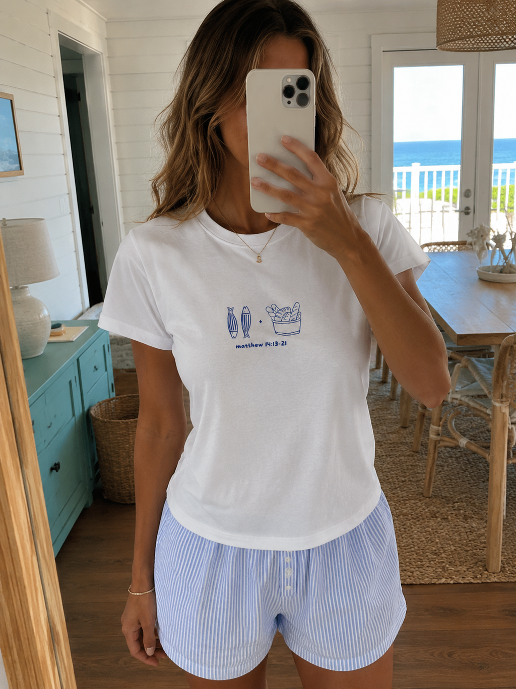2 fish + five loaves baby tee