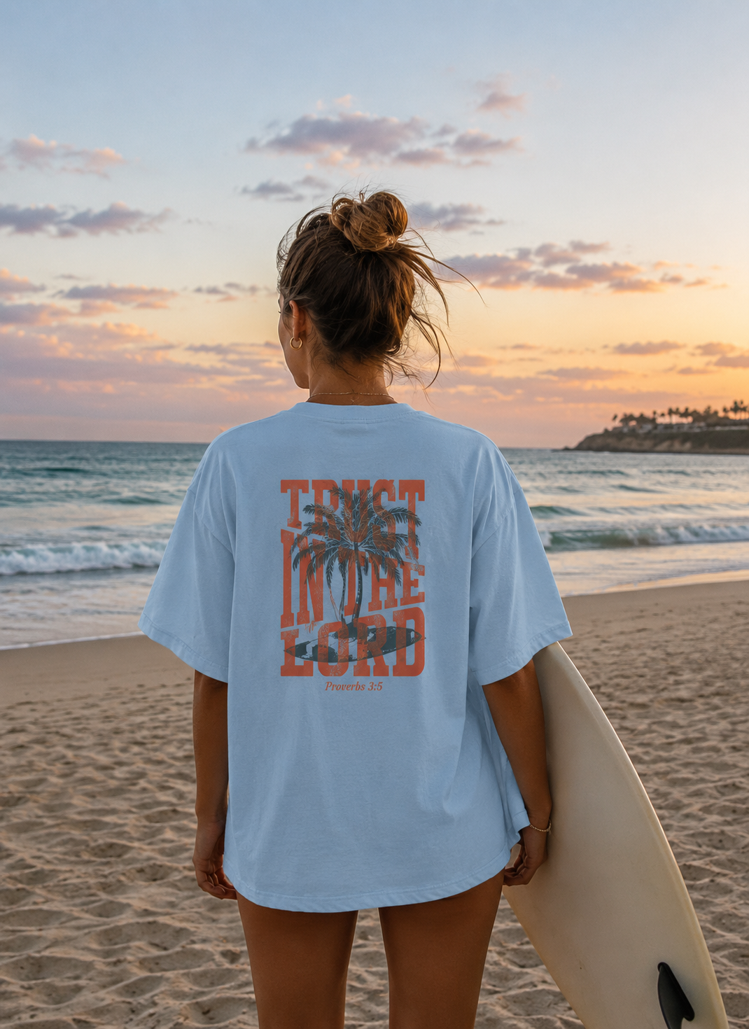 Trust in the Lord Surfer Tee | Proverbs 3:5 Christian Beach Shirt