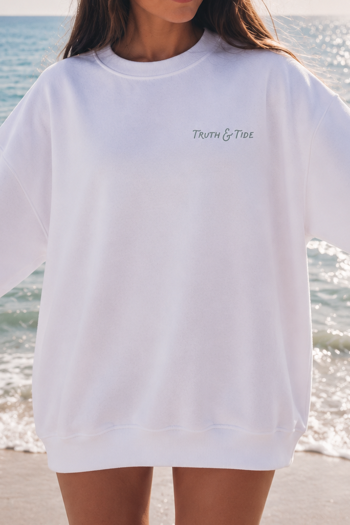 Even The Waves Obey His Voice Crewneck Sweatshirt | Matthew 8:27 Christian Sweatshirt | Faith Based Coastal Graphic Pullover